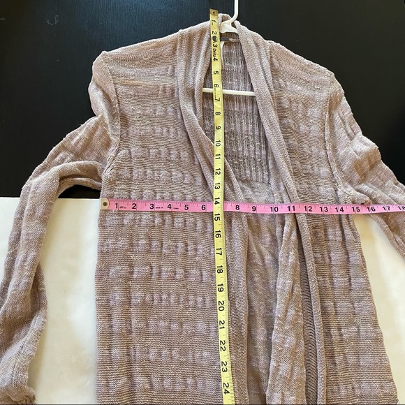 Free People Forget Me Not Long Duster Cardigan Sweater Striped Blush Pink Medium - Picture 9 of 12